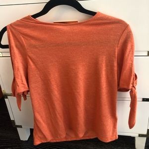 Zara t shirt with tied sleeves